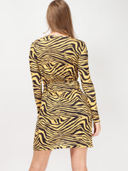 Zebra Print Wrap Front Dress