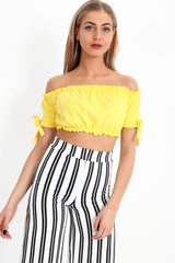 Ruched Bardot Crop Top