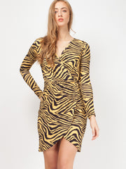 Zebra Print Wrap Front Dress