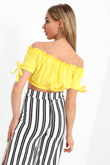 Ruched Bardot Crop Top