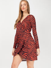 Zebra Print Wrap Front Dress