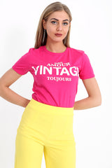 Amour vintage slogan bedrukt t -shirt