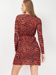 Zebra Print Wrap Front Dress