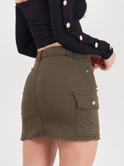 Cargo Style Mini Denim Skirt
