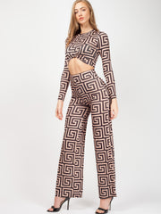 Illusion Print Crop Top & Trouser Co-ord