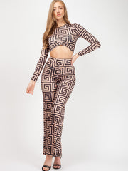 Illusion Print Crop Top & Trouser Co-ord