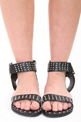 Studded PU Ankle Strap Sandals