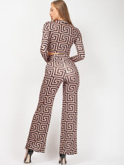 Illusion Print Crop Top & Trouser Co-ord