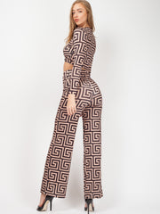 Illusion Print Crop Top & Trouser Co-ord