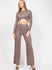 Illusion Print Crop Top & Trouser Co-ord