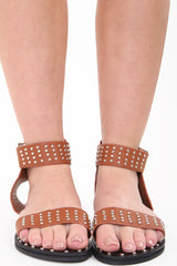 Studded PU Ankle Strap Sandals