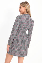 Multi Check Longline Blazer -Kleid