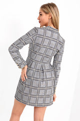 Multi Check Longline Blazer -Kleid