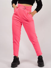 Kady & Olivia Belted Croc Print Tapered Trousers