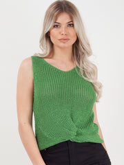 V Neck Twist Front Sleeveless Knitted Vest Top
