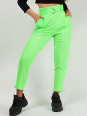 Kady & Olivia Belted Croc Print Tapered Trousers