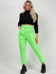 Kady & Olivia Belted Croc Print Tapered Trousers