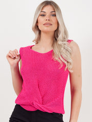 V Neck Twist Front Sleeveless Knitted Vest Top