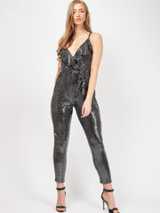 Frill Detail pailletten jumpsuit