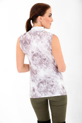 Tope de gargantilla de estampado de rosa tie dye cuello