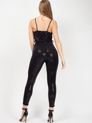 Frill Detail pailletten jumpsuit