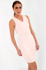 Runded Slinky V-Ausck Bodycon-Kleid mit V-Ausschnitt