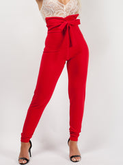 Tie Knot Front High Waist Trousers