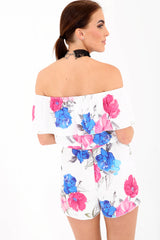 Floral Print Frill Bardot Playsuit