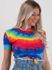Tie Dye Print Knot Front Crop Top