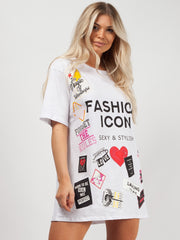 Oversized Fashion Icon Printed T-Shirt