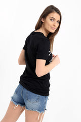 Striped Amour Slogan Printed T Shirt