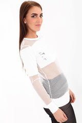 Metallic Foil Paris Print Fishnet Top
