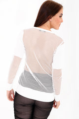 Metallic Foil Paris Print Fishnet Top