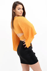 Tie Knot Bell Sleeve Crop Top