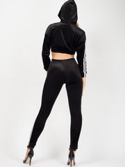 Emily Side Stripe Velour Cropped Tracksuit