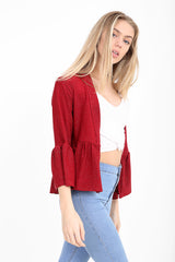 Frill Hem Lurex Gypsy Blazer Jacket