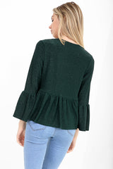 Frill Hem Lurex Gypsy Blazer Jacket