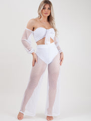Fishnet Tie Crop Top & Trouser Co-ord