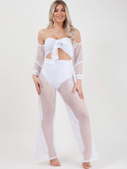 Fishnet Tie Crop Top & Trouser Co-ord