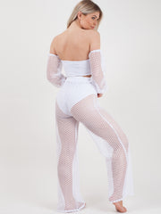Fishnet Tie Crop Top & Trouser Co-ord
