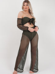 Fishnet Tie Crop Top & Trouser Co-ord