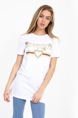 Bonjour Slogan Printed T Shirt