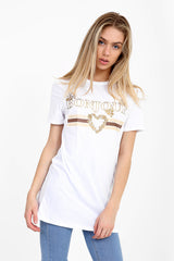 Bonjour Slogan Printed T Shirt