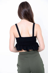 Ruched Frill Plunge Crop Top