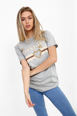 Bonjour Slogan Printed T Shirt