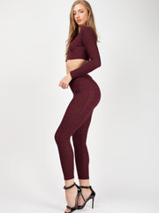 Lace Up Ribbed Crop Top & Trouser Co-ord