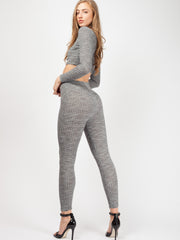 Lace Up Ribbed Crop Top & Trouser Co-ord