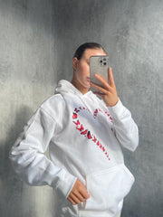 Sudadera con capucha gráfica de mariposa corazón