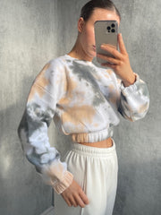 Tiedye-Fleece-Sweatshirt beschnitten