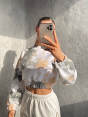Tiedye-Fleece-Sweatshirt beschnitten